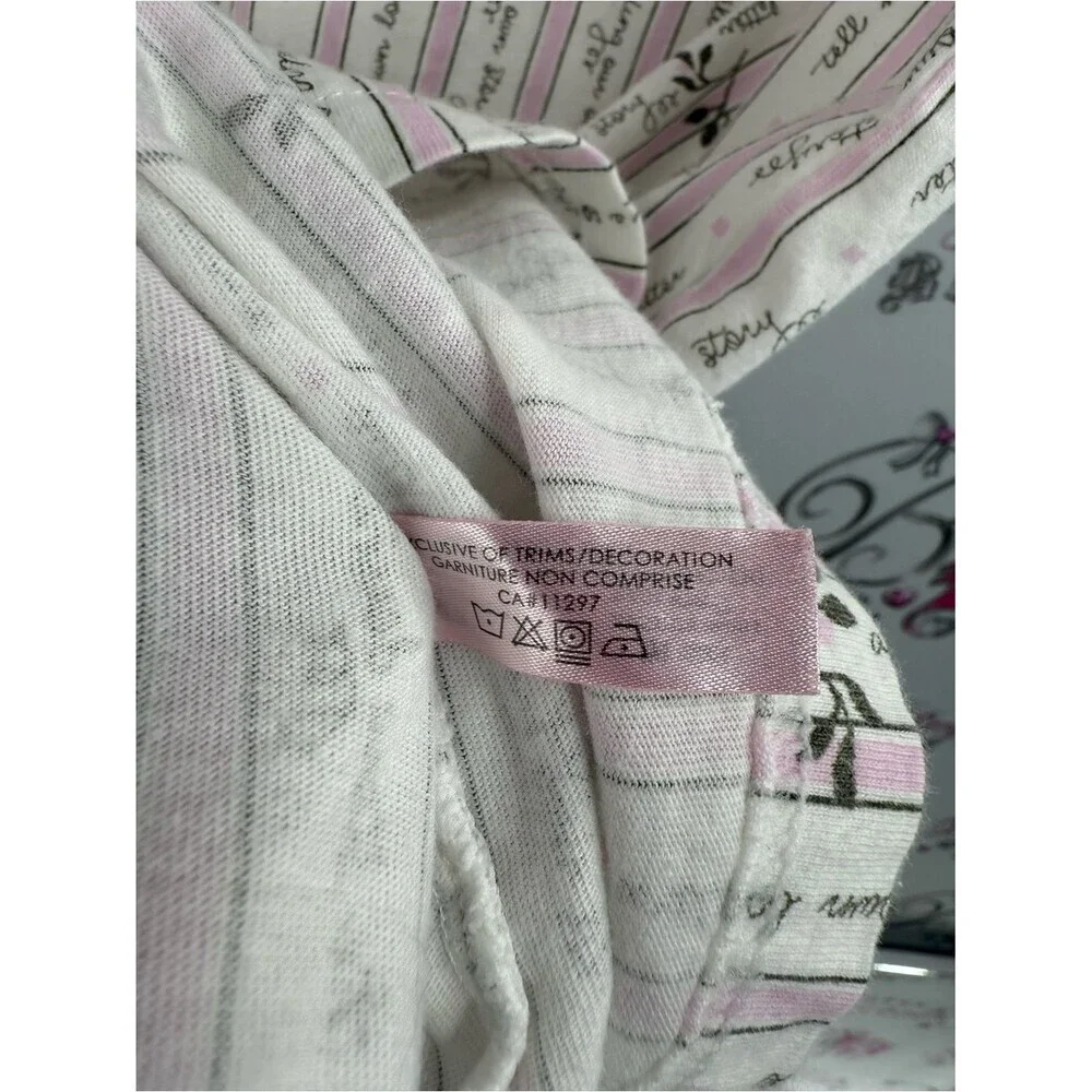 La Vie En Rose night gown dress flowers Cream and Pink Floral Stripe Nightshirt